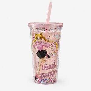 Just Funky Sailor Moon Tumbler Usagi Tsukino Pink Glitter Good Anime Cold Cup
